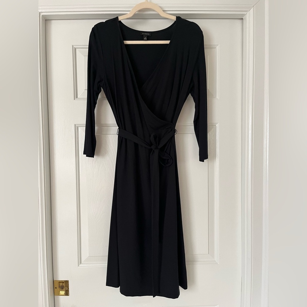 Talbots Wrap Dress, Black, size S